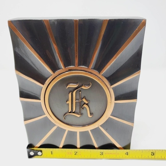 Monogram Metal Bronze & Black Finish Bookends Set of 2 - Picture 9 of 10